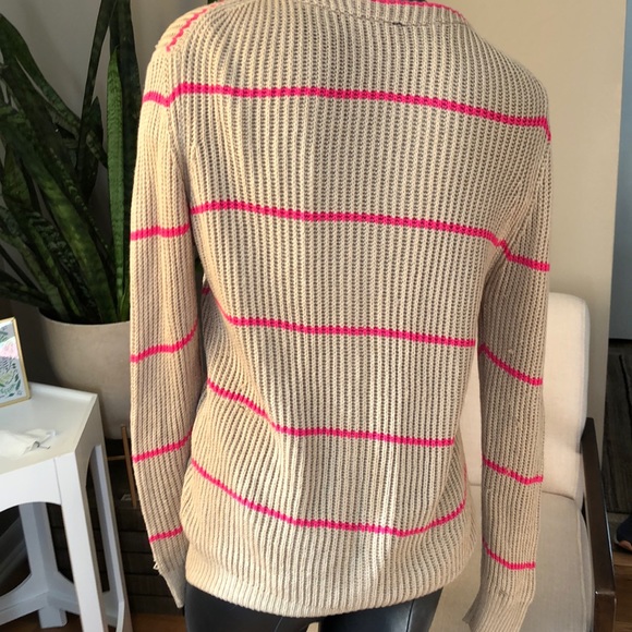 A+Ro tan and pink striped knit sweater. - Picture 3 of 6